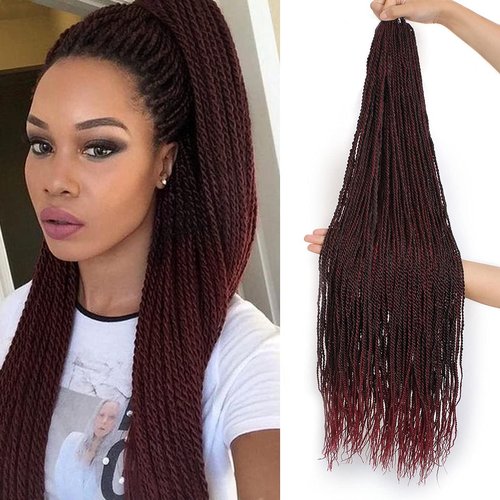 ZRQ 8 Packs 34 Inch Senegalese Twist Crochet Hair Red Small Crochet Twist Braids Burgundy Micro Synthetic Crotchet Braiding Hair For Black Women 40strands/pack(34"8packs,Tbug#)