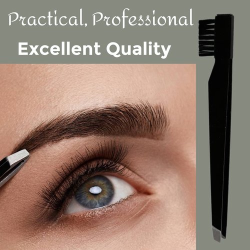 1pc Tweezer & Brush Combo Grooming Tool for Men & Women - Tweezing Eyebrows DIY Professional Makeup Artists Travel Purse Makeup Bag Essential 2 in 1 tweezers – Tweezer on One End, Brush on Other End