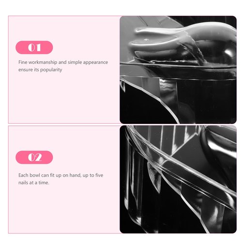 FOMIYES 2pcs Transparent Nail Soaking Bowls, Acrylic Gel Polish Remover Bowls, Manicure Hand Soak for Home Nail Care, Ergonomic Design for Gel off and Hand Washing