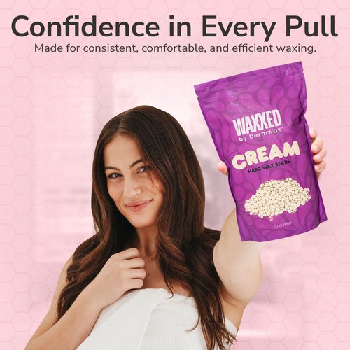 WAXXED Cream Hard Wax Beads 2.2LB – Titanium Dioxide–Infused Cream Wax for Everyday Use – Smooth Application for Sensitive Areas – Clean Removal with Less Residue - Ideal for Professional & Home Use