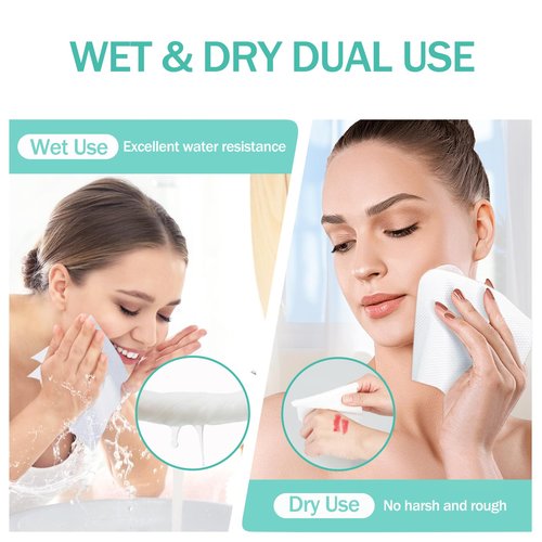 Tahoe Trails Disposable Face Towel, Soft Dry Wipe, Lint Free, Dry Wet Use for Sensitive Skin, 80Count Cotton Facial Tissue, Makeup Removing, Surface Cleaning 5.91 * 7.87inch, 80