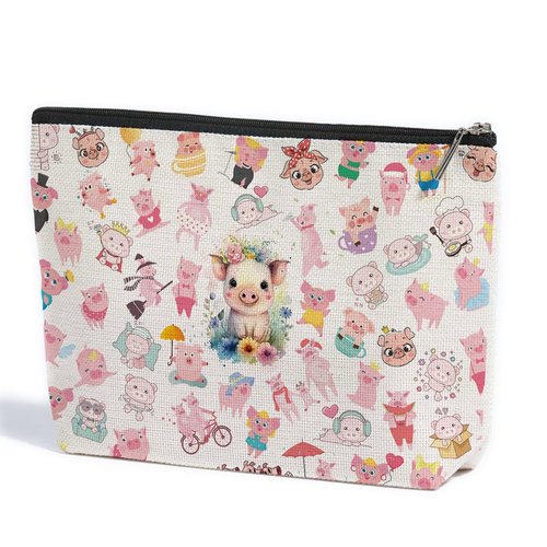 ZHAMEN Pig Gifts Pig Makeup Bag Pig Lover Gifts for Women Female Her Teen Girl Daughter Sister Animal Lovers Girlfriend BFF Best Friend Farm Animals Cosmetic Bag Mothers Nurse Day Graduation Birthday
