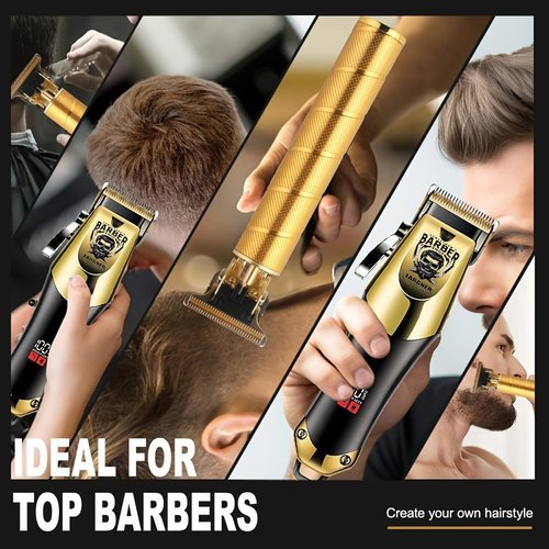 Largner Hair Clippers for Men Professional, Cordless Beard Trimmer & Electric Razor Shavers for Men, Rechargeable 3 Piece Barber Hair Cutting Kit LED Display Men's Grooming Kit