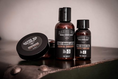 Razor MD Shave Trio for Men Pre-Shave Oil, Shaving Cream, Post-Shave Lotion, Premium Beard Care Kit And Beard Grooming Set Perfect for Conditioning And Beard Care, Sandalwood