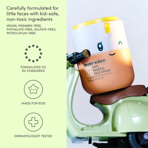 Evereden Kids Face Cream, 1.7 oz. | Fragrance-Free and Kids Face Lotion with SPF 20 | Clean and Non-Toxic Face Moisturizer | Multi-Vitamin Skin Care | FSA Eligible