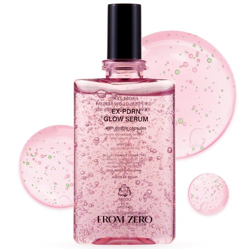 FROM ZERO EX-PDRN Glow Serum, Double Capsule Formula, 3.38 fl. oz., Korean Glass Skin, Hydration, Broccoli PDRN, Jinseng Exosomes, 3X Collagen, Ceramide, Niacinamide, Black Pink Face Moisturizing