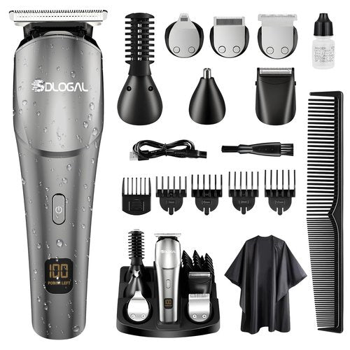 Electric Beard Trimmer for Men: 12-in-1 Professional Barber Hair Clippers - Cordless Grooming Kit - Turbo Speed & Precision Blades