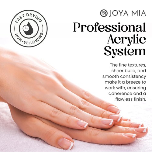 Joya Mia Acrylic Powder for Nails, MMA-Free, Super Adhesion Professional Powder for Flawless & Long-Lasting Nail Enhancements, Easy Application, Vibrant & Stunning Colors - Diamond Clear, 8 oz