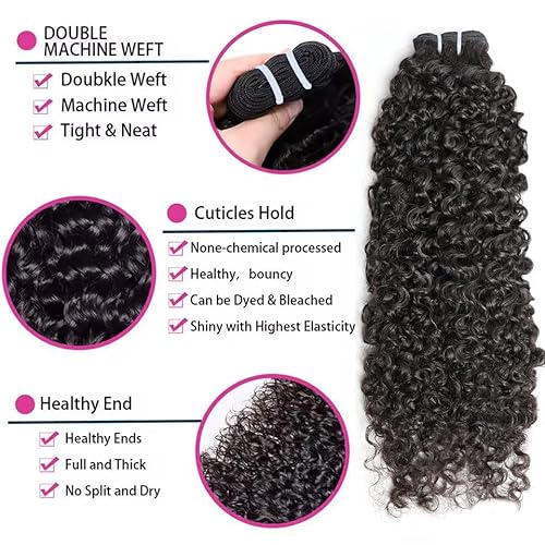 VIPbeauty Burmese Curly Human Hair Bundles One Curly Bundles Human Hair 100% Unprocessed Burmese Raw Hair Extension Natural Color Spiral Hair Weft Extensions Quick Weave Bundle 16 Inch