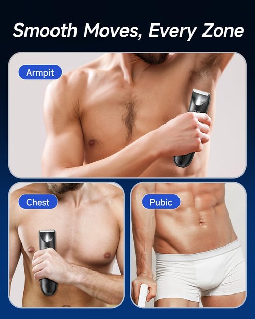 Manscape Trimmer for Men - No Nicks Electric Razor-Shaver for Balls/Pubic/Groin/Legs/Chest Hair Removal w/Light & Ceramic Blade, IPX7 Waterproof Body Groomer USB-C Charging, Gifts for Him Dad