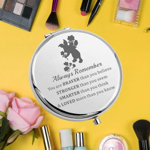 KEYCHIN Pig Pocket Mirror Pink Pig Fans Gifts You are Braver Stronger Smarter Than You Think Pig Compact Mirror (Pig-S)