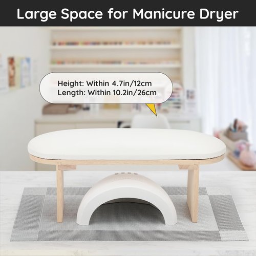 Segbeauty PU Leather Nail Arm Rest, Solid Wood Nail Tech Desk with PVC Table Mat, Manicure Hand Rest Pillow Nail Table Station for Manicure Salon DIY Practice Professional Nails Tech Must Haves