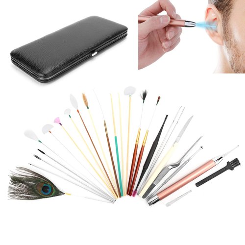 Ear Wax Tool, 23 Kinds of Tools Spiral Double‑Ended Ear Picks Comfortable Ear Wax Removal(23 Classic Black Ear Pick Sets)