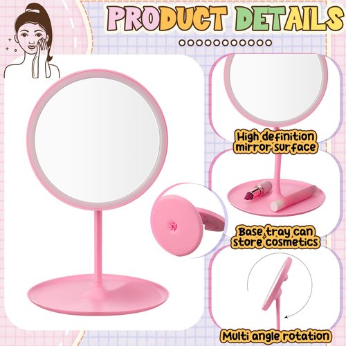 DoubleFill 6 Pcs Spa Party Mirror Spa Party Supplies Sleepover Favors Accessory Make up Table Mirror for Sleepover Slumber Birthday Favors Adult Women Gift(Pink)