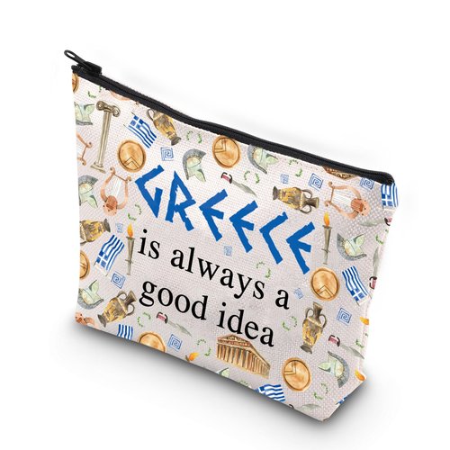 WCGXKO Greece Gift Surprise Trip Greece Is Always A Good Idea Zipper Pouch Makeup Bag