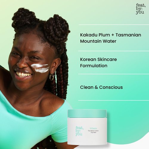 Feat By You ViTassie Vita Mellow Cushion Clay Mask for Face - (4.56 fl.oz) Korean Face Mask with Bentonite & Kaolin for Blackheads, Pores & Sebum Control, Gentle Exfoliation, Vegan, Cruelty-Free