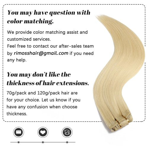 Rimoss Clip in Hair Extensions Real Human Hair - 120g 12 Inch 7pcs, Bleach Blonde Color - Premium Soft Remy Hair Extensions Real Human Hair Clip ins Straight for Women (#613 12 Inch)