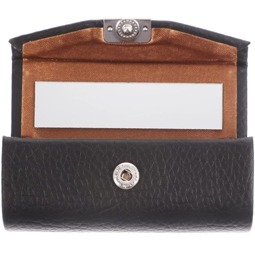 Beavorty Purse Holder PU Leather Lipstick Case with Mirror Lipstick Holder Portable Lip-Balm Organizer Travel Cosmetic Containers for Lip-Balm Gloss Black Small Stand