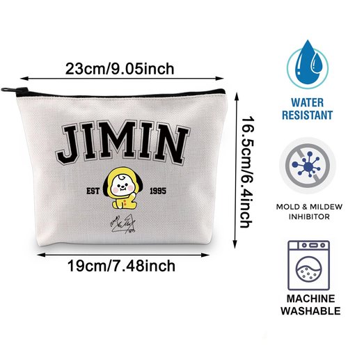 Singer Merch K-pop Characters Bag K-pop Team Gift for Army Singer Fan Gift B-T Inspired Zipper Pouch Bag (Jimin bag)