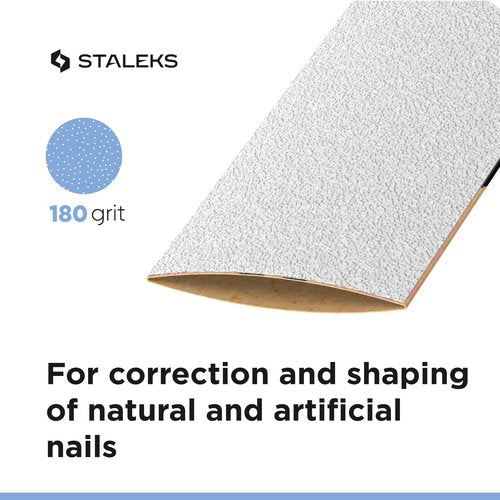 STALEKS PRO Disposable White Abrasive Tape papmAm Expert – 180 Grit – 7m Roll – Glueless Replaceable Abrasive for Plastic Case – Professional Nail Shaping – Manicure & Pedicure