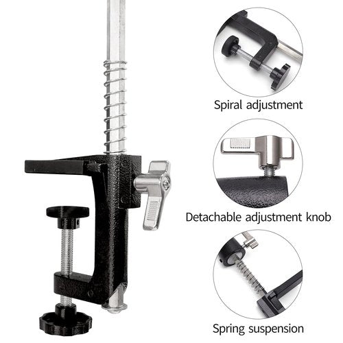 Big Type Heavy Duty Metal Wig Stand Tripod with Adjustable Clamp and Tool Tray for Hair Extensions and Cosmetology Training