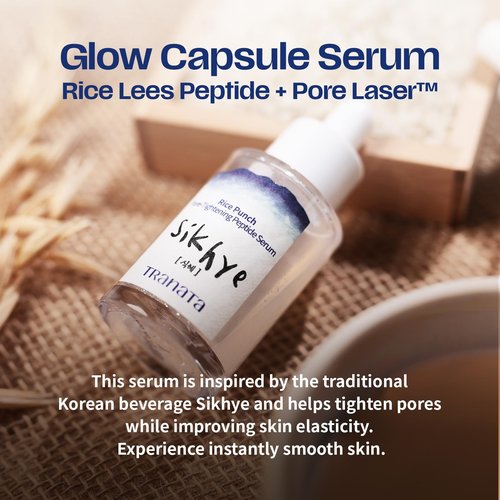 [TRANATA] Rice Punch Peptide capsule Serum1.01floz – Hydrating Korean Glow Essence for Glass Skin & Makeup Prep | 80% Fermented Rice Extract