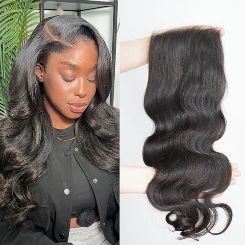 Body Wave 0.095mm Real HD 5x5 Lace Closure Invisible and Breathable Real HD Lace Closure 100% Human Hair with Tiny Single Knots Full Density Hair Natural Hairline (12inches)