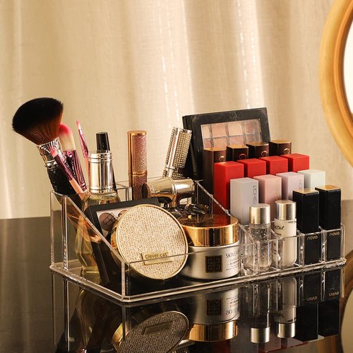 Cq acrylic Clear Makeup Storage Organizer Drawers Skin Care X Large Cosmetic Display Cases Stackable Storage Box With 6 Drawers For Dresser,Set of 3
