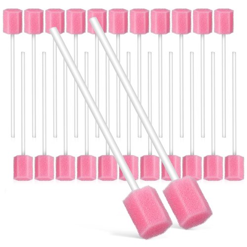 250 Pcs Disposable Oral Swabs - Medical-Grade Sponge Mouth Swabs for Teeth, Gum, and Oral Care, Ideal for Elderly, Adults, Kids, and Pets, 5.11 Inch Pink Swabsticks