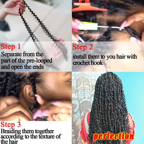 Dorsanee Passion Twist Hair 30 Inch 7 Packs Water Wave Crochet Hair Long Bohemian Curly Braiding Hair for Butterfly Locs, Faux Locs, Boho Style Spring Twist Crochet Braids (1B#)
