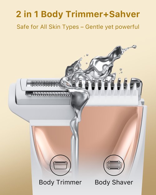 Trimcoo New Bikini Trimmer for Women [LED Light & Diaplay] Electric Foil Shaver for Men, Body Hair Trimmer for Face, Groin, Arm, Back, Wet/Dry Painless Groomer with Ceramic Blade,Travel Razor, White