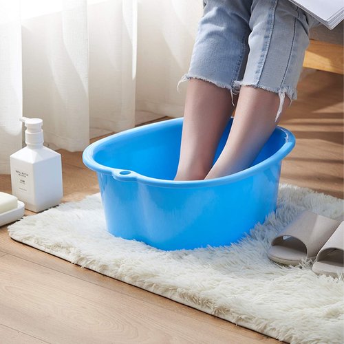 AMOBON Foot Soaking Bath Basin: Plastic Foot Spa Basin for Soaking Feet - Foot Soaking Tub with Massage Dots - Roomy Foot Soak Bucket for Water Spa and Foot Massage (Purple)