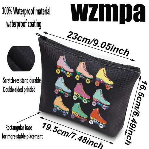 WZMPA Roller Skater Cosmetic Makeup Bag Roller Skating Lover Gifts Roller Gil Gift Roller Skate Sport Zipper Pouch Bag (Roller Skater BL)