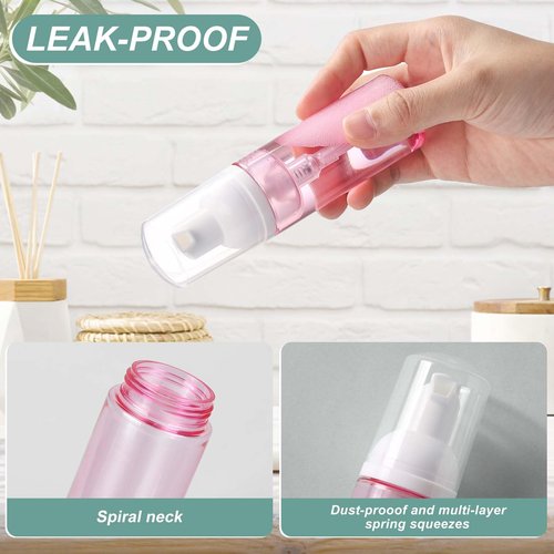 Chemailon 5 Pack Foam Pump Bottle Set,2oz/60ml Mousse Foam Soap Dispenser,Travel Foaming Pump Bottle & Silicone Face Scrubber for Face Wash, Makeup Remover and Lotion