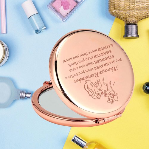 KEYCHIN Lady Dog Pocket Mirror Tramp Dog Fans Gifts You are Braver Stronger Smarter Than You Think Lady Tramp Couple Compact Mirror (Lady Dog-RG)
