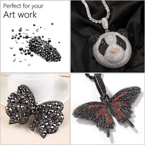 qiipii Solid Black Resin Flatback Rhinestones for Crafting Pure Black Flatback Jelly Stones 2mm 3mm 4mm 5mm 6mm Gems Diamonds for Nails Face Eyes Makeup Tumblers Bottles Crafts Clothes Shoes Phones