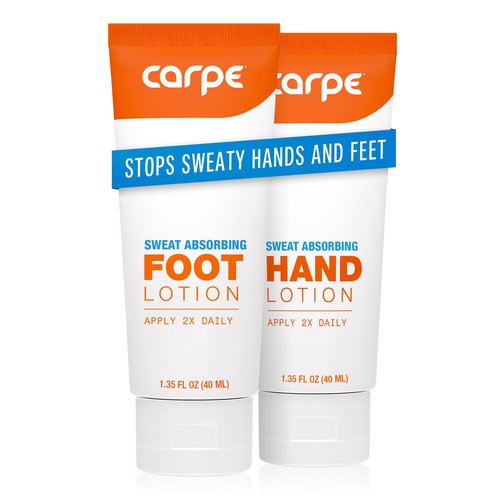 Carpe Sweat Absorbing Hand & Foot Lotion Bundle, Stop Sweaty Hands and Sweaty,Smelly Feet, Dermatologist Recommended