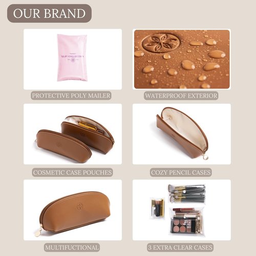 Travel Makeup Bag Organizer, Waterproof Small Makeup Bag for Purse, PU Leather Travel Toiletry Bag for Women, Cosmetic Bag, Makeup Case & PVC Mini Make up Bags, Purse Organizer Pouches (4 Pcs Set)