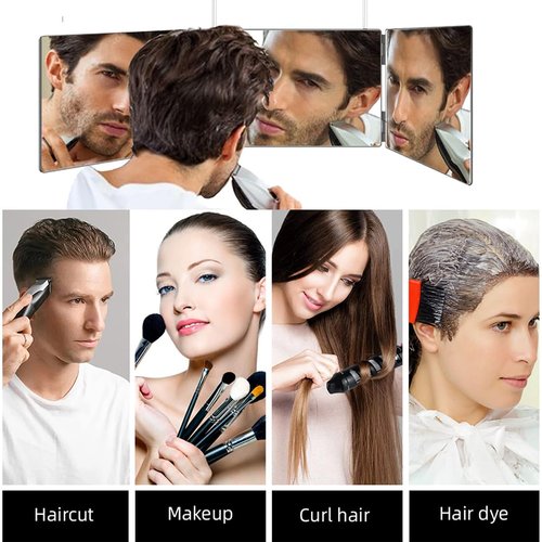 GLDDAO 360 Mirror for Haircuts for Men for Women for Braiding Hair Trifold 3 Way Mirror to See Back of Head Barber Haircut Tool Three Way for Hair Cutting Self Cut
