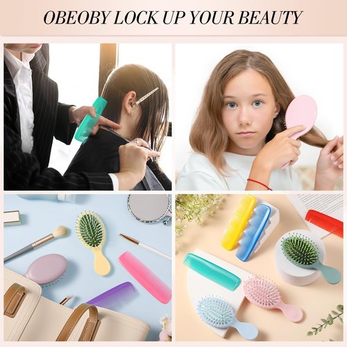30 Pcs Mini Wet Hair Brush and Wide Hair Combs, Travel Detangling Brush for Most Hair Types Stocking Stuffers for Women Girls