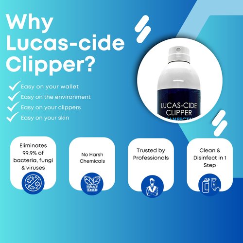LUCAS-CIDE Cleaner, Cool and Care Clipper Spray, Sanitizer for Hair Clippers, Salon & Household Essentials 16 Fl Oz - Set of 3