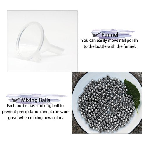 Agidea Nail Art Liner Empty Bottles 7ML, 6 Pack Empty Blooming Nail Polish Bottles with Brush & Mixing Balls & Funnels for Nail Decoration DIY Art (Not for Gel) (WHITE)