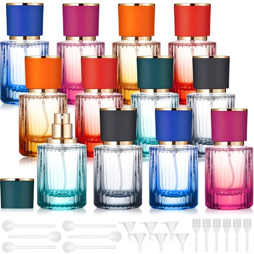 Teenyyou 12 Pcs 30 ml Perfume Cologne Bottles Empty Refillable Travel Glass Chic Empty Perfume Spray Bottles Decorative Set for Men Women Portable Dispenser Fragrance Container Set