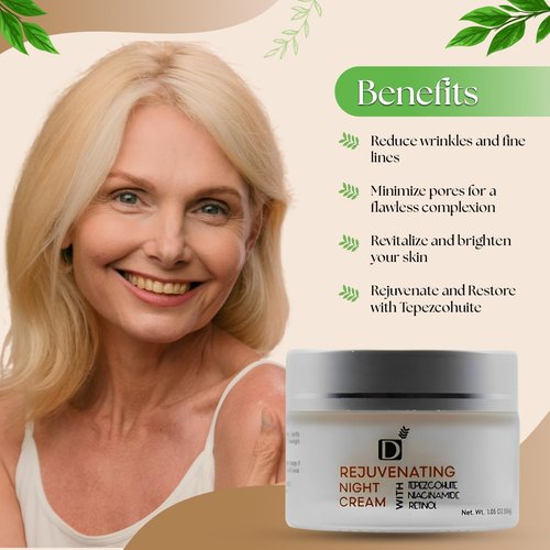Rejuvenating Facial Night Cream with Retinol, Tepezcohuite, Niacinamide - cruelty-free, vegan, paraben-free silicone-free Mexican Natural skincare ingredients