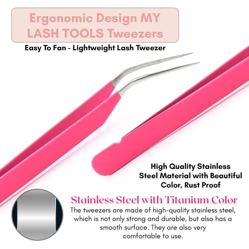 My Lash Tools New Isolation Lash Tweezers For Eyelash Extensions Best for Individual Isolation & Classic Lashes Japanese Stainless Steel Lightweight Precision Lashing Twisers (MattePInkJPs)
