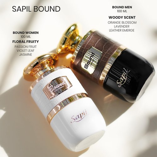 Sapil Bound Toilette for Men 3.4 Oz(100 ml) – Eau de Toilette with Long-Lasting Dubai Scent, Oriental Spicy Blend of Green Mandarin, Cardamom, Orange Blossom & Tonka Bean for Daily & Special Occasions