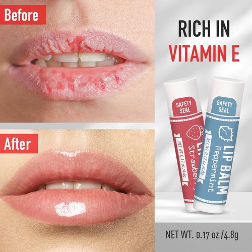 AZEN 60 Pack Natural Lip Balm, Moisturizing Lip Care Product for Dry Cracked Lips (C-60) - 10 Flavors