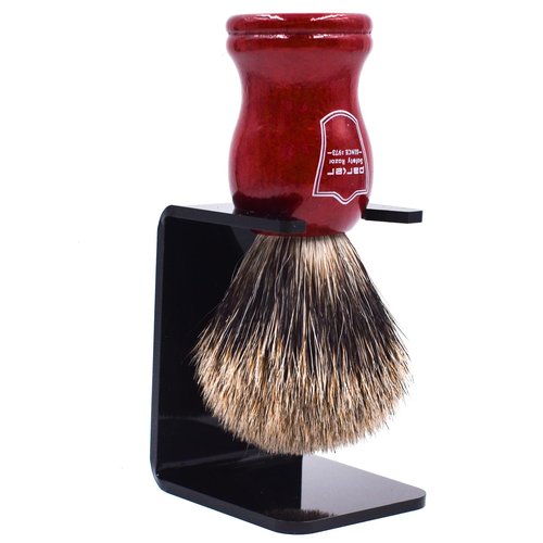Parker Premium Handmade “Long‑Loft” 3‑Band Pure Badger Shaving Brush with Rosewood Handle & Stand – Dense 22 mm Knot for Luxurious Lathering