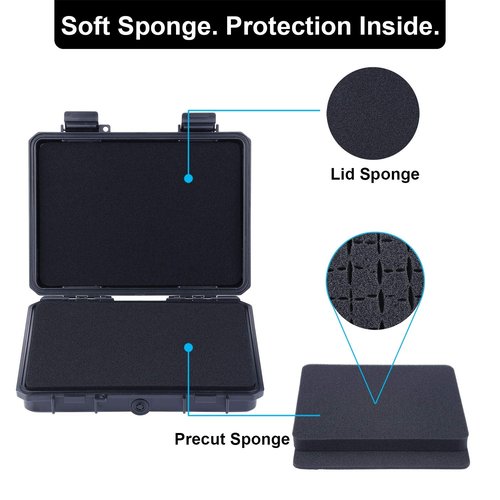 Lykus HC-2110 Mini Hard Case Dry Box with Foam Insert, Interior Size 8.27x5.91x1.46 inch, IP66 Splash-Proof