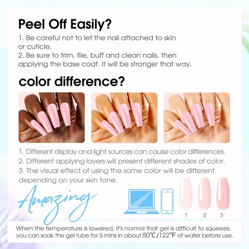 ROSALIND Pink Poly Nail Gel Kit -12 Colors + Nail Art Accessories Kit Poly Nails Gel Starter Kit with Slip Solution All Seasons Classic Colors Nails Extensions Set with Mini UV Lamp